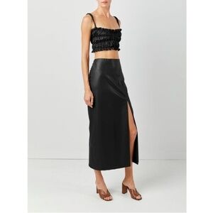 Soft Animal Side Slit Leather Skirt